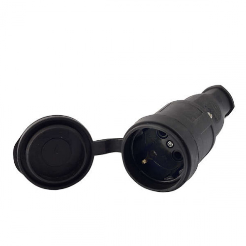 Разъем штепсельный 1х16А 2P+PE 220-240В IP44 с заглушкой каучук LEZARD 106-0400-0102/102