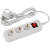 Удлинитель 3х3м с заземл. 10А IP20 GREEN LINE UDL-10-330-ES ПВС 3х0.75 с выкл. Эра Б0065047