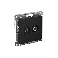 Розетка компьютерная + телевизионная 2-м СП AtlasDesign RJ45 кат.5E + TV механизм карбон SE ATN001089