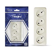 Розетка 4-м ОП Frea 16А IP20 250В без заземл. АБС-пластик беж. TOKOV ELECTRIC TKE-FR-R4-C02