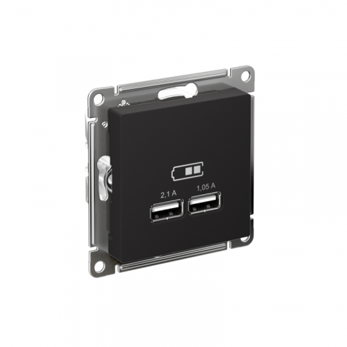 Розетка USB AtlasDesign тип A+A 5В 1х2.1А 2х1.05А механизм карбон SE ATN001033