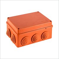 JBS150 Коробка огн. E110, о/п 150х110х70мм, без галогена,10 вых., IP55, 10P, (0,15-2,5 мм²), цвет оранж. Экопласт