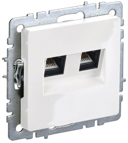 Розетка компьютерная двойн. СП RJ45 кат.5E BRITE РК10-2-БрБ механизм бел. IEK BR-K20-1-K01