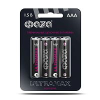 Элемент питания алкалиновый AAA/LR03 1.5В ULTRAMAX LR03UM-B4 BL-4 (уп.4шт) ФАZА 5043084