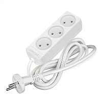 Удлинитель 3х1.5м без заземл. 10А IP20 2.2кВт ПВС 2х0.75 бел. DOMTOK 2370