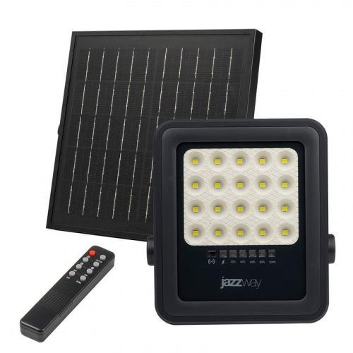 Прожектор светодиодный PFL SOLAR 02 50 6500К GR IP65 ДО с солнечн. панелью и пультом Pro+ JazzWay 5058460