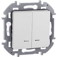 Выключатель 2-кл. Inspiria 10А IP20 250В 10AX с подсветкой/индикацией механизм бел. IEK 673630