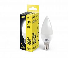 Лампа светодиодная C35 7Вт свеча 3000К E14 230В IEK LLE-C35-7-230-30-E14