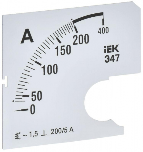 Шкала сменная для амперметра Э47 200/5А-1.5 72х72мм IEK IPA10D-SC-0200