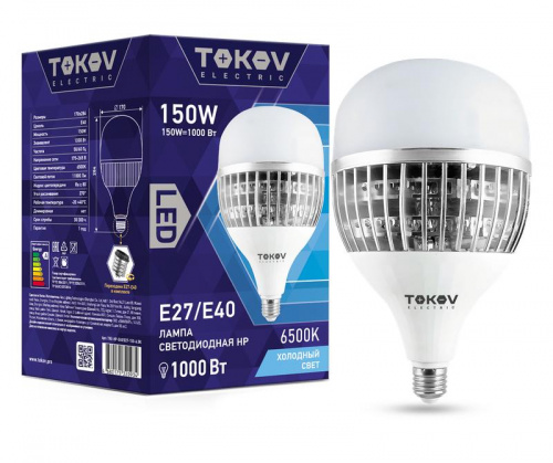 Лампа светодиодная 150Вт HP 6500К E40/E27 176-264В TOKOV ELECTRIC TKE-HP-E40/E27-150-6.5K