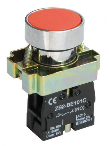 Кнопка LAY5-BA42 1НЗ без подсветки красн. KARAT IEK BBT61-BA-K04