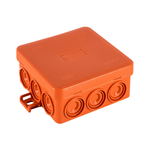 JBL085 Коробка огн. E110, о/п 85х85х38мм, без галогена, 12 вых., IP55, 4P, (0,15-4,0 мм²), цвет оранж. Экопласт