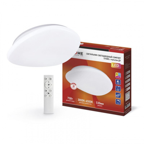 Светильник светодиодный COMFORT STONE 75Вт 3000-6500К 6000лм 230В 530х105мм с пультом ДУ IN HOME 4690612035642