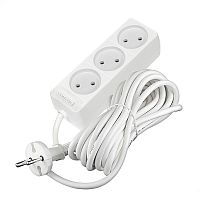 Удлинитель 3х5м без заземл. 10А IP20 2.2кВт ПВС 2х0.75 бел. DOMTOK 2372
