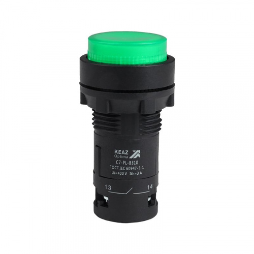 Кнопка с подсветкой OptiSignal Compact D22 С7-PL-B310 зел. 1НО 24В AC/DC XB7NW33B1 КЭАЗ 362090