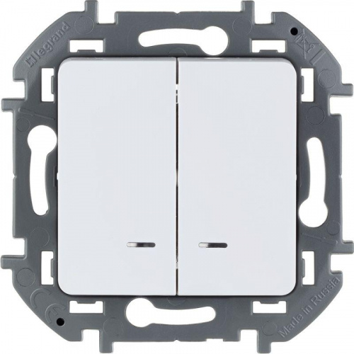 Выключатель 2-кл. Inspiria 10А IP20 250В 10AX с подсветкой/индикацией механизм бел. Leg 673630