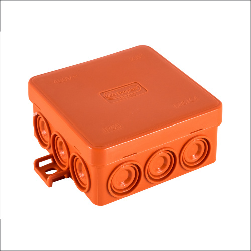 JBL085 Коробка огн. E110, о/п 85х85х38мм, без галогена, 12 вых., IP55, 5P, (0,15-4,0 мм²), цвет оранж. Экопласт