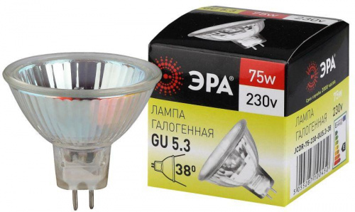 Лампа галогенная GU5.3-JCDR (MR16) -75W-230V-Cl ЭРА C0027366