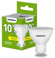 Лампа светодиодная PAR16 10Вт софит 3000К GU10 230В GENERICA LL-PAR16-10-230-30-GU10-G