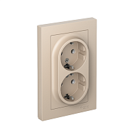 Розетка 2-м. AtlasDesign 16А с заземл. в сборе песочн. SE ATN001224