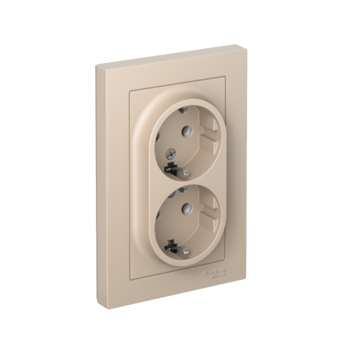 Розетка 2-м. AtlasDesign 16А с заземл. в сборе песочн. SE ATN001224