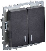 Выключатель 2-кл. СП BRITE ВС10-2-1-БрЧ 10А с индик. механизм черн. IEK BR-V20-1-10-K02