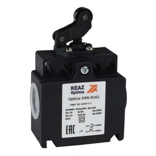 Выключатель концевой OptiLiS D4N-8162 рычаг роликовый горизонт. перемещение EN 50047 XCKT2121P16 КЭАЗ 365316