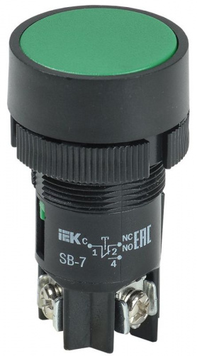 Кнопка SВ-7 "Пуск" d22мм 1НО+1НЗ 240В зел. GENERICA BBT40-SB7-K06