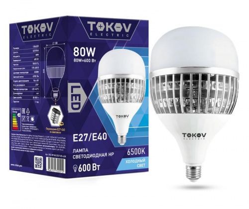 Лампа светодиодная 80Вт HP 6500К Е40/Е27 176-264В TOKOV ELECTRIC TKE-HP-E40/E27-80-6.5K