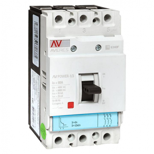 Выключатель автоматический 3п 80А 35кА AV POWER-1/3 TR AVERES EKF mccb-13-80-TR-av