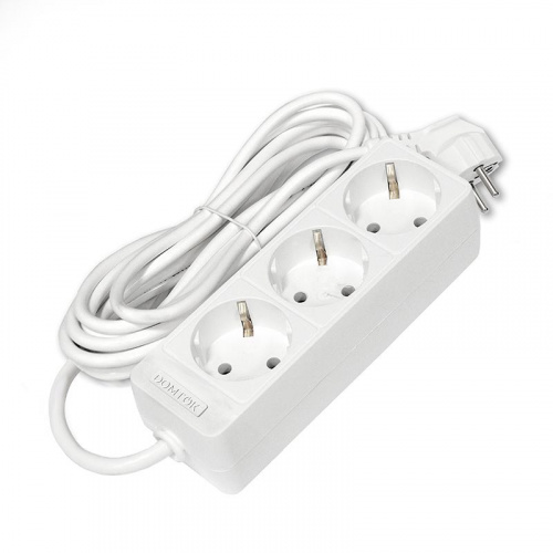 Удлинитель 3х5м с заземл. 10А IP20 2.2кВт ПВС 3х0.75 бел. DOMTOK 2376