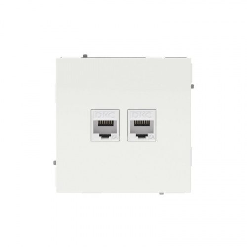 Розетка компьютерная 2-м KANT RJ45 кат.6A без шторки бел. магнолия DKC 7000674