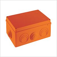 JBS210 Коробка огн. E110, о/п 210х150х100мм, без галогена,8 вых., IP55, 10P, (1,5-10 мм²), цвет оранж. Экопласт