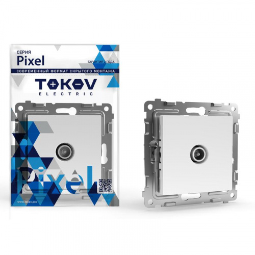 Розетка TV оконечная СП Pixel 1DB механизм бел. TOKOV ELECTRIC TKE-PX-A1O-C01