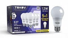 Набор ПРОМО лампа светодиодная 12Вт А60 4000К Е27 176-264В (Promo 5+1 шт) TOKOV ELECTRIC Promo-A60-E27-12-4K