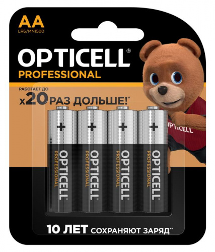 Элемент питания алкалиновый AA/LR6 (блист. 4шт) Professional Opticell 5052001