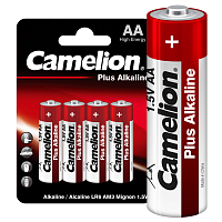 Элемент питания алкалиновый AA/LR6 1.5В Plus Alkaline LR6-BP4 (блист.4шт) Camelion 7370