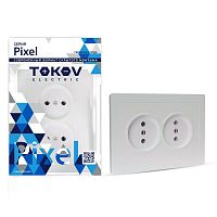 Розетка 2-м СП Pixel 16А IP20 без заземл. в сборе перламутр. TOKOV ELECTRIC TKE-PX-R2F-C04